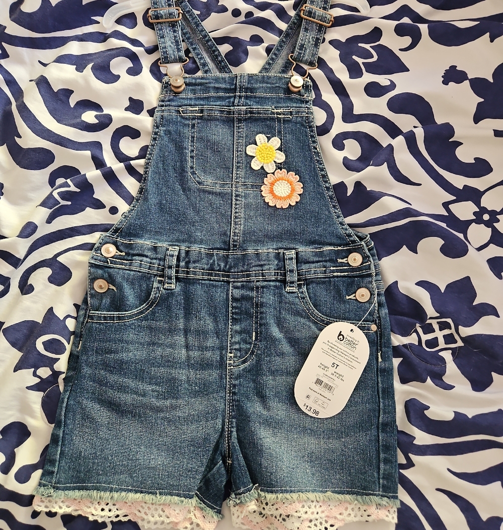wonder nation Blue Denim Jumper with Daisy Appliqués
